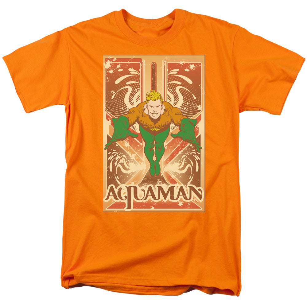AN OFFCIALLY LICENSED DC AQUAMAN MEN'S REGULAR FIT T-SHIRT ORANGE