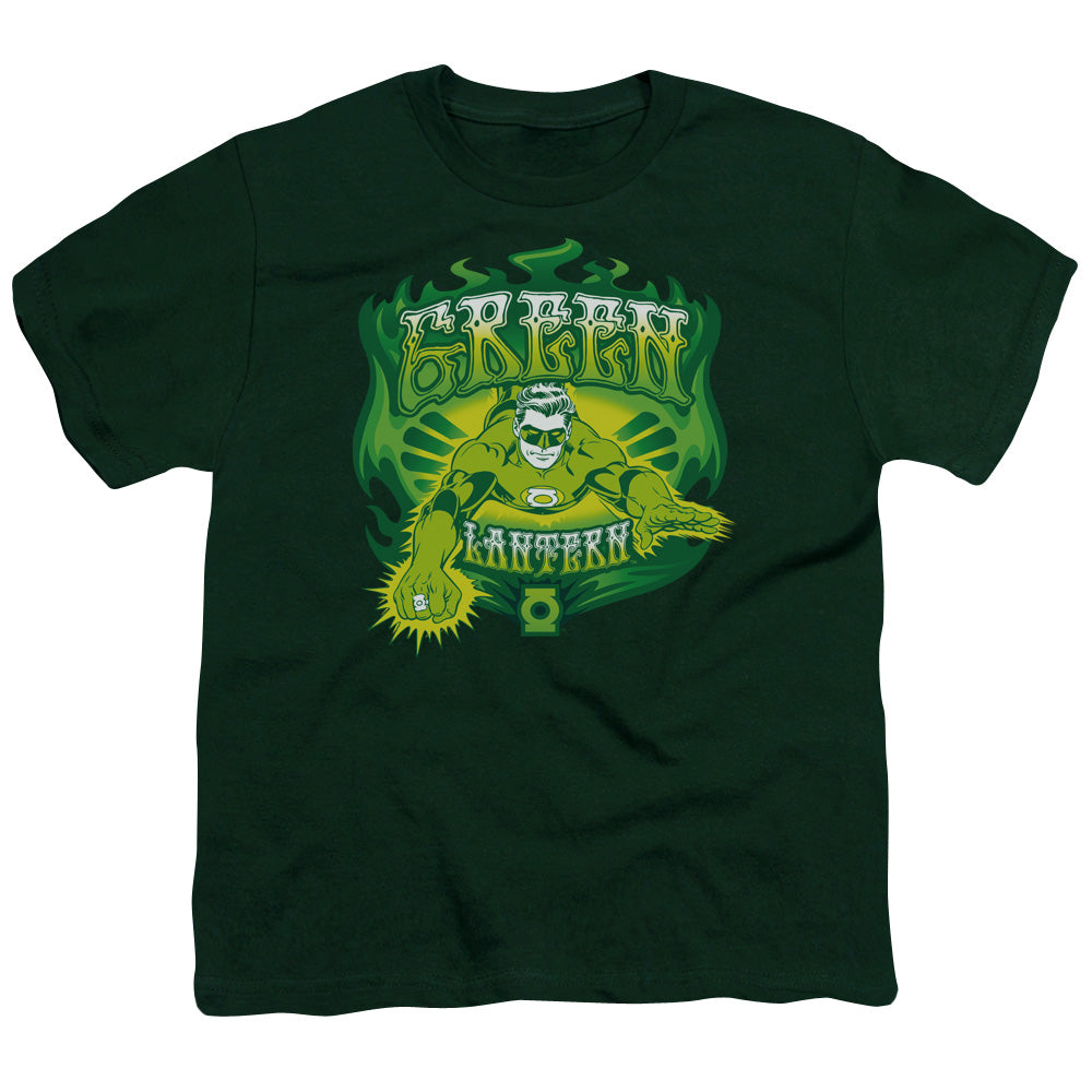 DC Green Flames Licensed Kid's T-Shirt (Ages 4-7) SM-XL