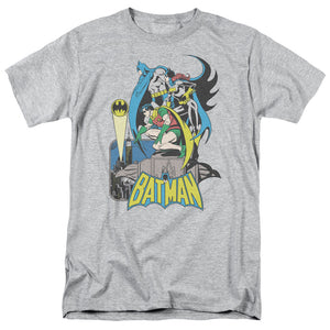 AN OFFCIALLY LICENSED DC BATMAN HEROIC TRIO MEN'S REGULAR FIT T-SHIRT ATHLETIC HEATHER