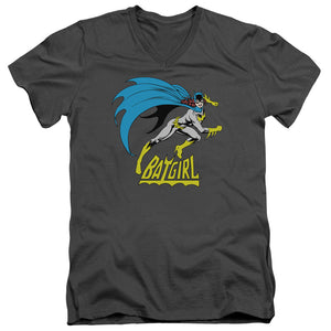 AN OFFCIALLY LICENSED DC BATGIRL BATGIRL IS HOT MEN'S V-NECK T-SHIRT CHARCOAL