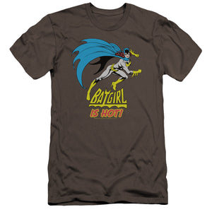 AN OFFCIALLY LICENSED DC BATGIRL BATGIRL IS HOT MEN'S PREMIUM SLIM FIT T-SHIRT CHARCOAL