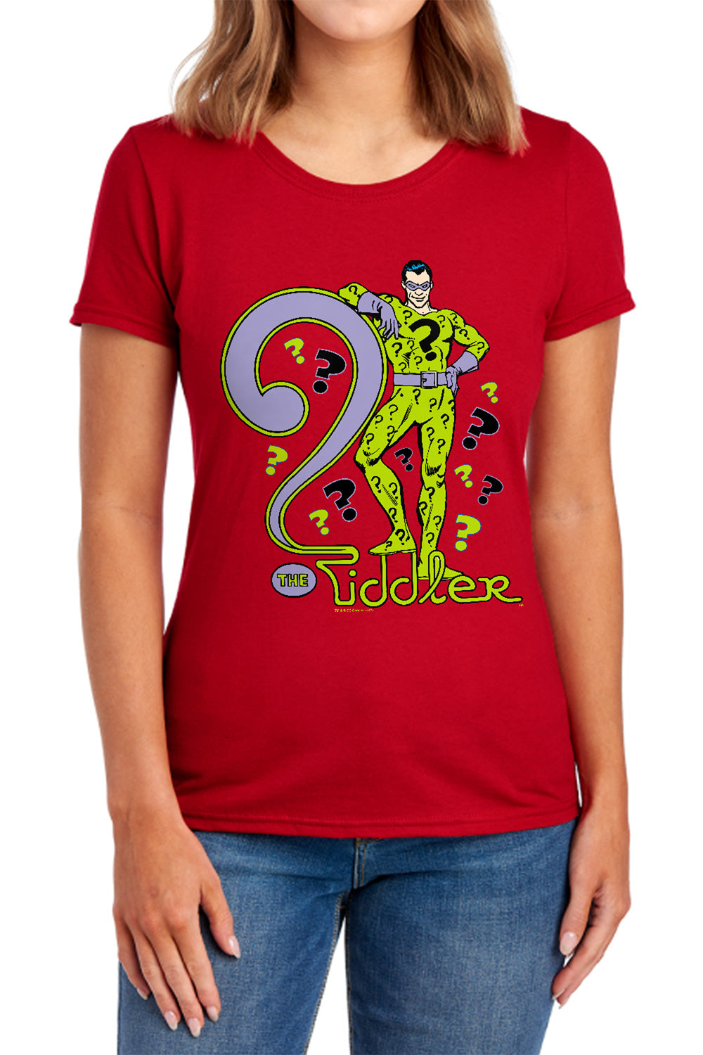 AN OFFCIALLY LICENSED DC THE RIDDLER WOMEN'S REGULAR FIT T-SHIRT ROYAL
