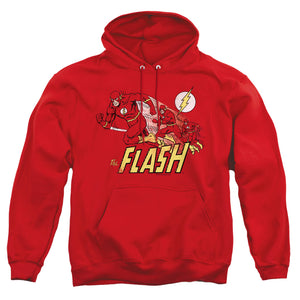 AN OFFCIALLY LICENSED DC FLASH CRIMSON COMET ADULT UNISEX PULLOVER HOODIE RED