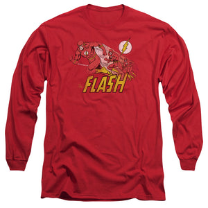AN OFFCIALLY LICENSED DC FLASH CRIMSON COMET MEN'S LONG SLEEVE T-SHIRT RED