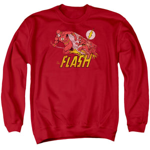AN OFFCIALLY LICENSED DC FLASH CRIMSON COMET ADULT UNISEX CREWNECK SWEATSHIRT RED