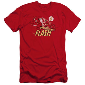 AN OFFCIALLY LICENSED DC FLASH CRIMSON COMET MEN'S PREMIUM SLIM FIT T-SHIRT RED