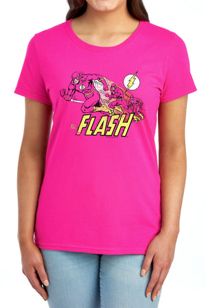 AN OFFCIALLY LICENSED DC FLASH CRIMSON COMET WOMEN'S REGULAR FIT T-SHIRT RED
