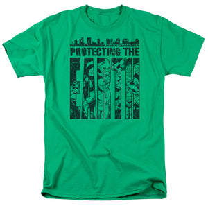 AN OFFCIALLY LICENSED DC PROTECTING THE EARTH MEN'S REGULAR FIT T-SHIRT KELLY GREEN