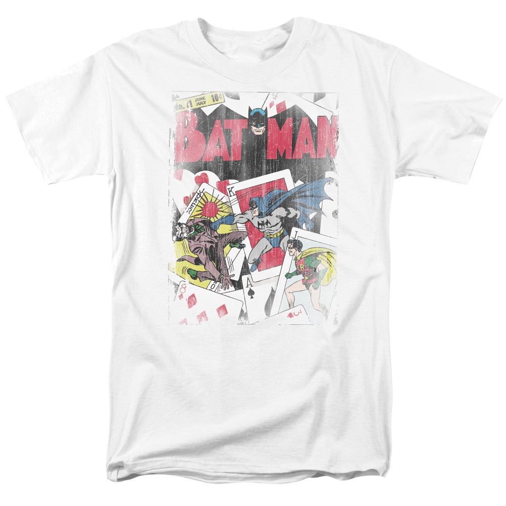 AN OFFCIALLY LICENSED DC NUMBER 11 DISTRESSED MEN'S REGULAR FIT T-SHIRT WHITE