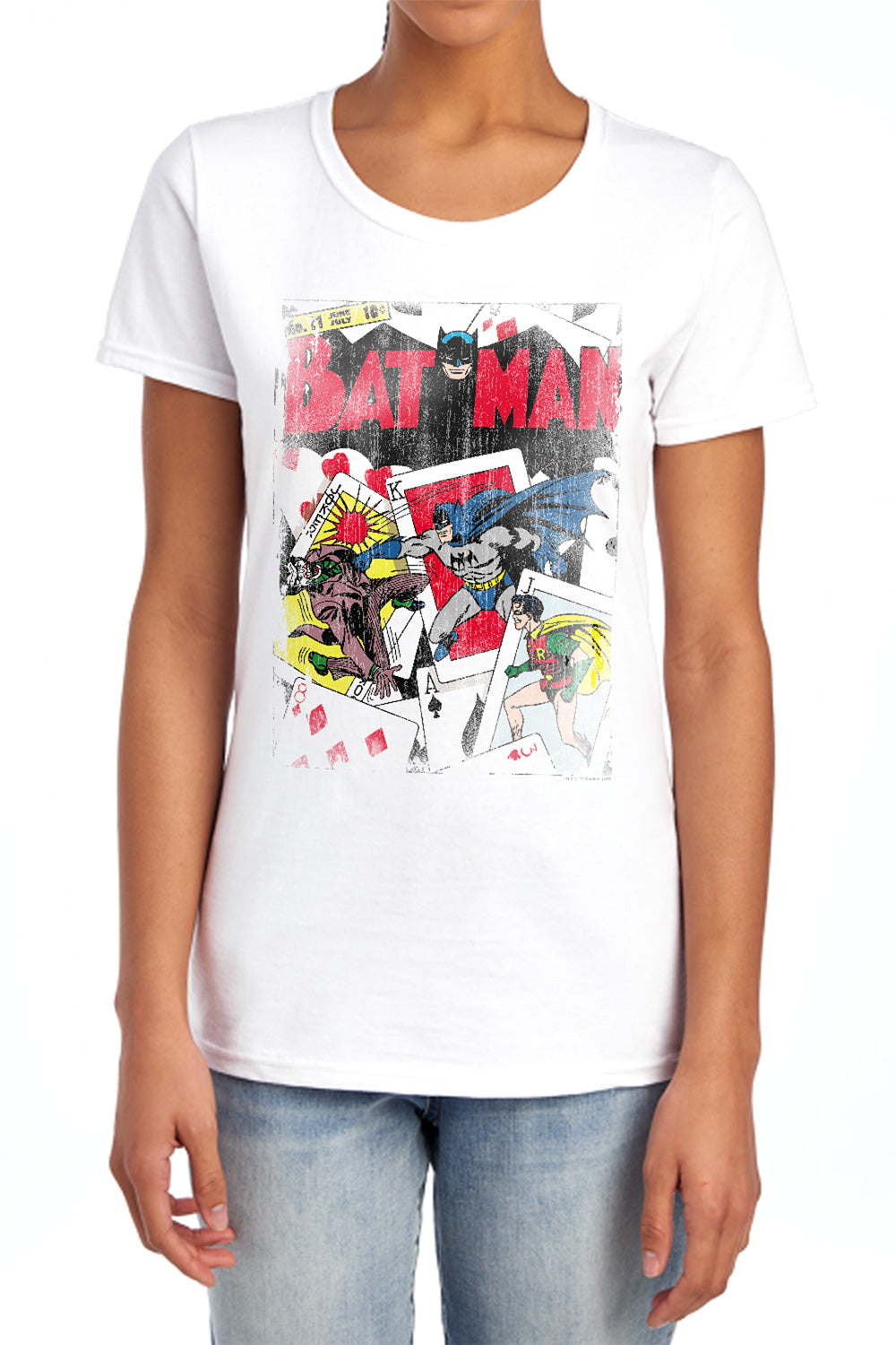 AN OFFCIALLY LICENSED DC NUMBER 11 DISTRESSED WOMEN'S REGULAR FIT T-SHIRT WHITE