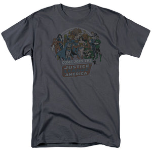AN OFFCIALLY LICENSED DC JOIN THE JUSTICE LEAGUE MEN'S REGULAR FIT T-SHIRT CHARCOAL