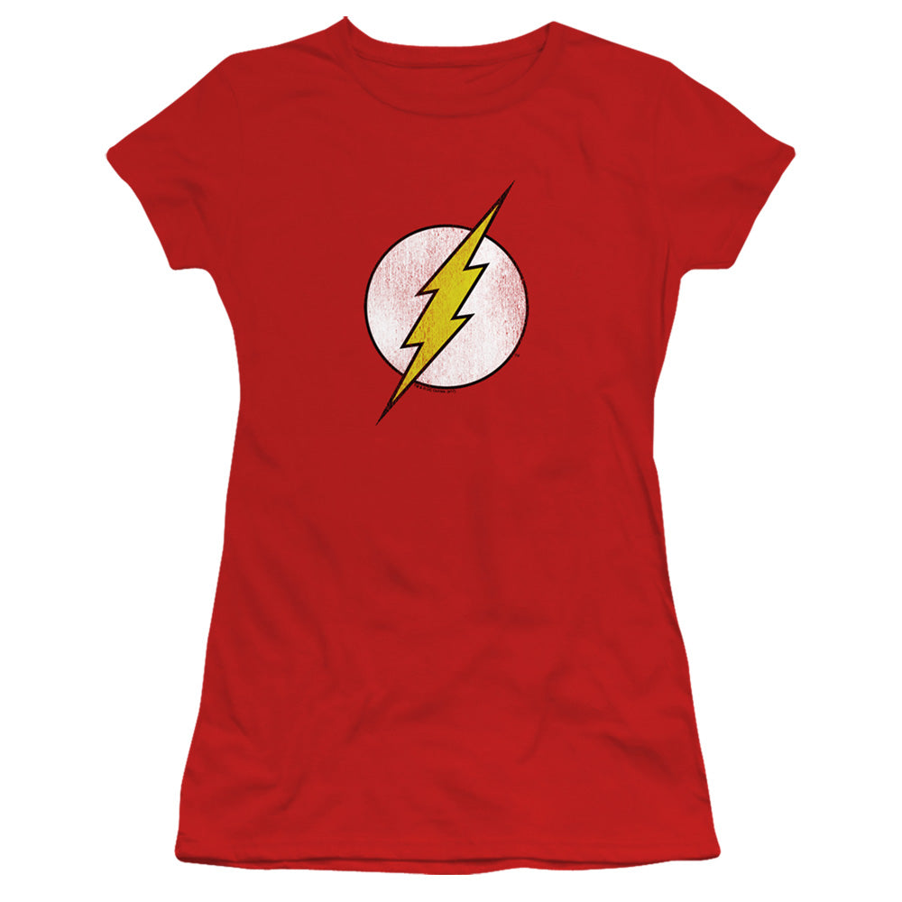 Dc Flash Flash Logo Distressed Licensed Women's T-Shirt Juniors SM