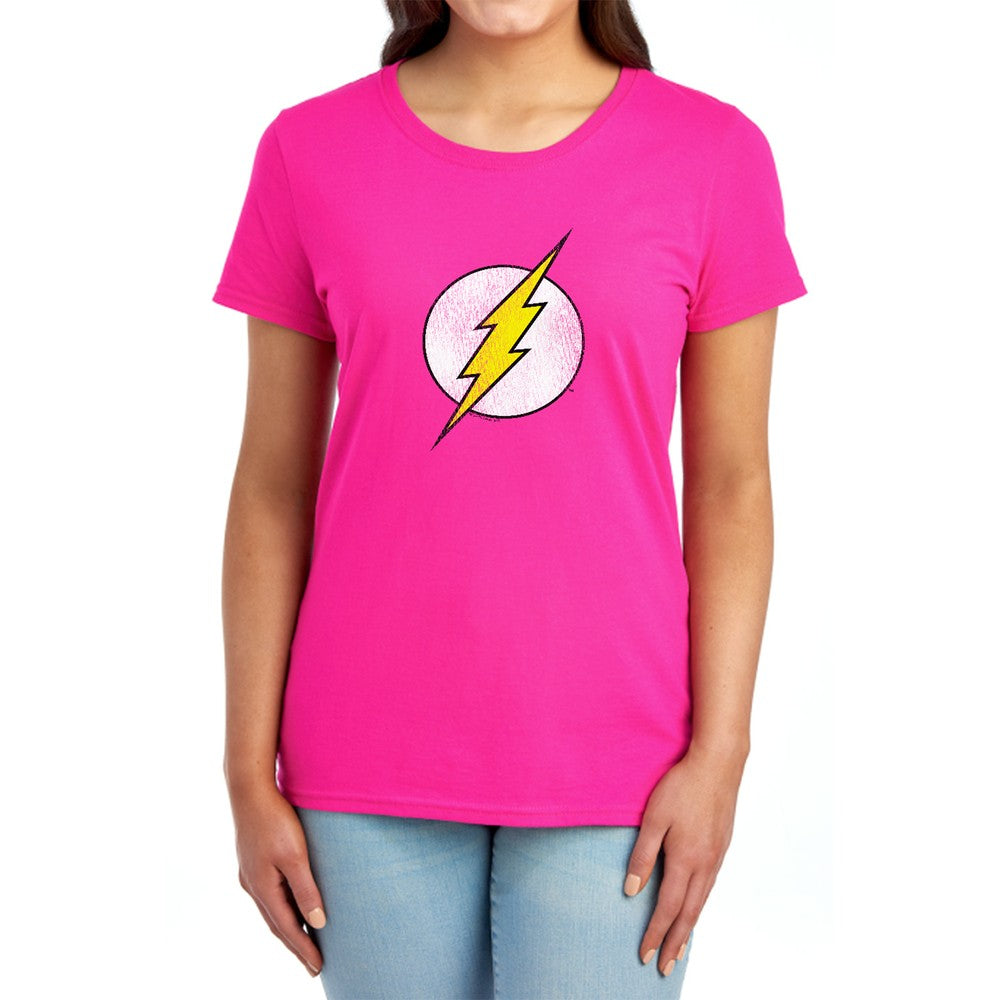 Dc Flash Flash Logo Distressed Licensed Women's T-Shirt Regular Fit SM-2X