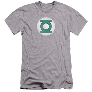 AN OFFCIALLY LICENSED DC GL LOGO DISTRESSED MEN'S PREMIUM SLIM FIT T-SHIRT ATHLETIC HEATHER