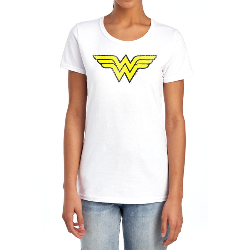 Dc Wonder Woman Ww Logo Distressed Licensed Women's T-Shirt Regular Fit SM-2X