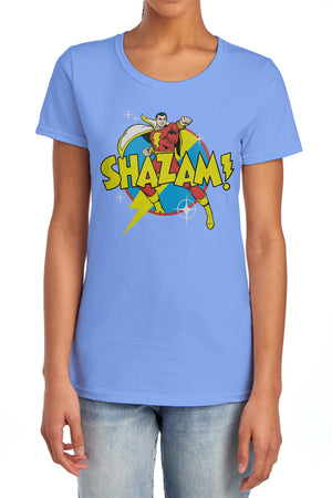 AN OFFCIALLY LICENSED DC SHAZAM POWER BOLT WOMEN'S REGULAR FIT T-SHIRT CHARCOAL