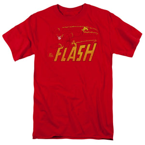 AN OFFCIALLY LICENSED DC FLASH FLASH SPEED DISTRESSED MEN'S REGULAR FIT T-SHIRT RED