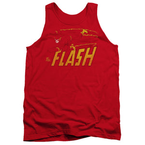 AN OFFCIALLY LICENSED DC FLASH FLASH SPEED DISTRESSED ADULT UNISEX TANK TOP RED