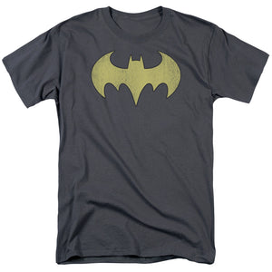 AN OFFCIALLY LICENSED DC BATGIRL LOGO DISTRESSED MEN'S REGULAR FIT T-SHIRT CHARCOAL