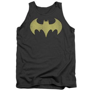AN OFFCIALLY LICENSED DC BATGIRL LOGO DISTRESSED ADULT UNISEX TANK TOP CHARCOAL