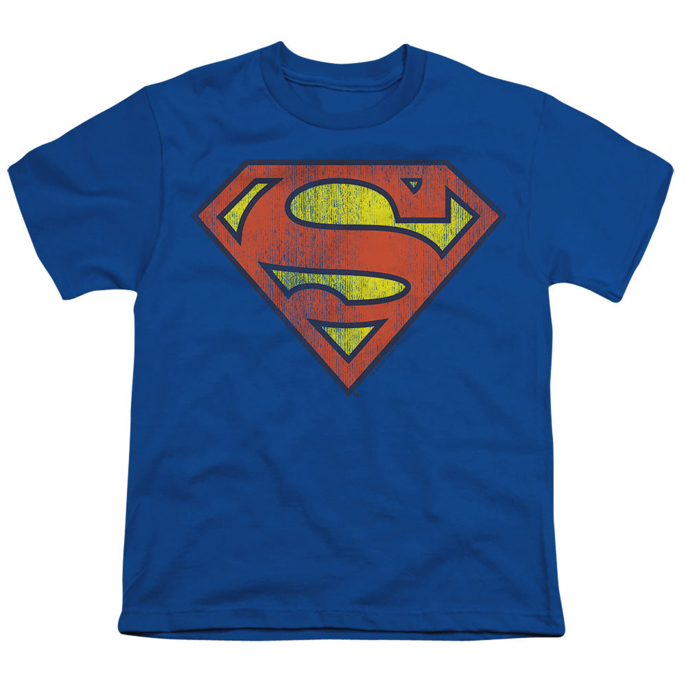 DC Retro Supes Logo Distressed Licensed Kid's T-Shirt (Ages 4-7) XS-XL