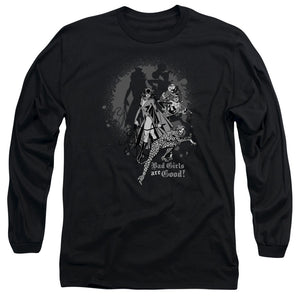 AN OFFCIALLY LICENSED DC BAD GIRLS ARE GOOD MEN'S LONG SLEEVE T-SHIRT BLACK