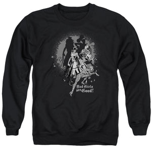 AN OFFCIALLY LICENSED DC BAD GIRLS ARE GOOD ADULT UNISEX CREWNECK SWEATSHIRT BLACK