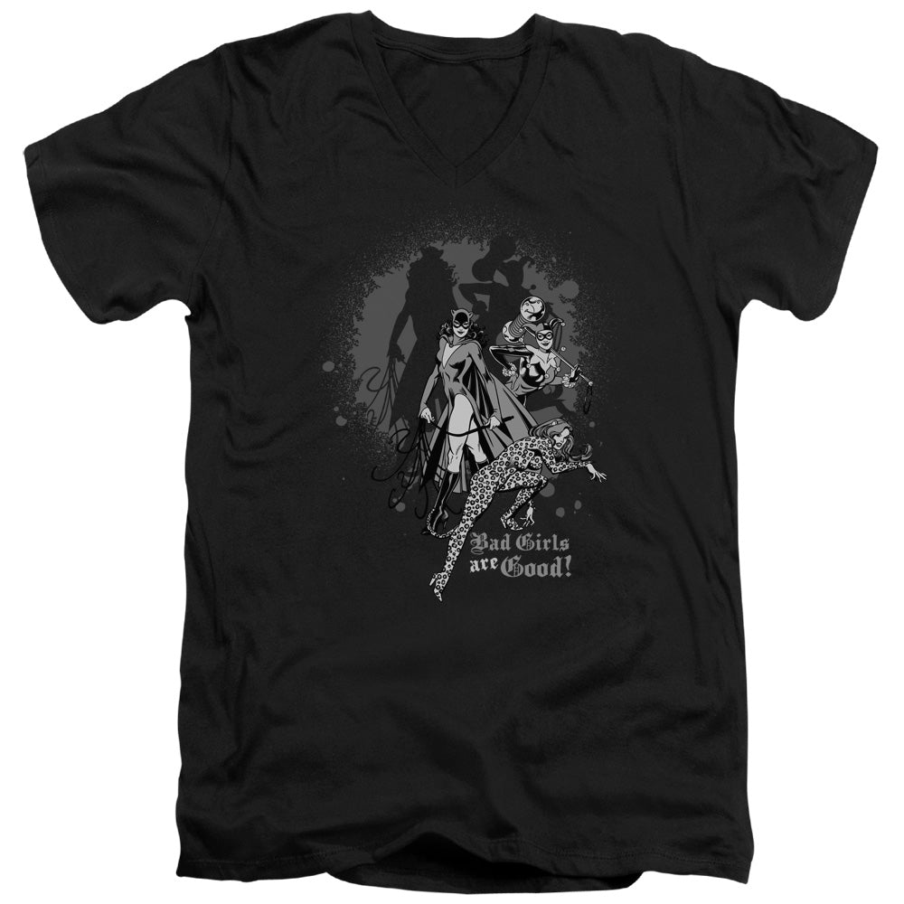 AN OFFCIALLY LICENSED DC BAD GIRLS ARE GOOD MEN'S V-NECK T-SHIRT BLACK