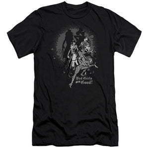 AN OFFCIALLY LICENSED DC BAD GIRLS ARE GOOD MEN'S PREMIUM SLIM FIT T-SHIRT BLACK
