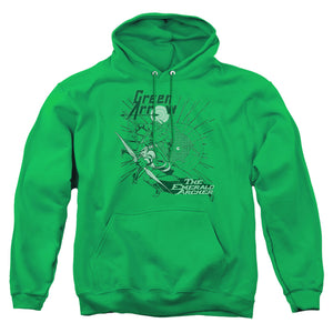 AN OFFCIALLY LICENSED DC GREEN ARROW THE EMERALD ARCHER ADULT UNISEX PULLOVER HOODIE KELLY GREEN