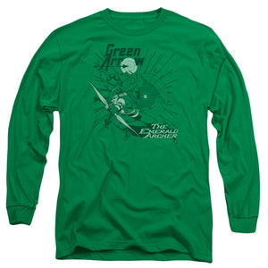 AN OFFCIALLY LICENSED DC GREEN ARROW THE EMERALD ARCHER MEN'S LONG SLEEVE T-SHIRT KELLY GREEN