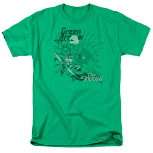 AN OFFCIALLY LICENSED DC GREEN ARROW THE EMERALD ARCHER MEN'S REGULAR FIT T-SHIRT KELLY GREEN