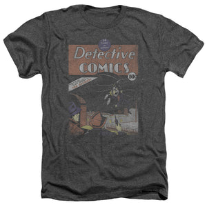 AN OFFCIALLY LICENSED DC DETECTIVE #27 DISTRESSED MEN'S HEATHER T-SHIRT CHARCOAL