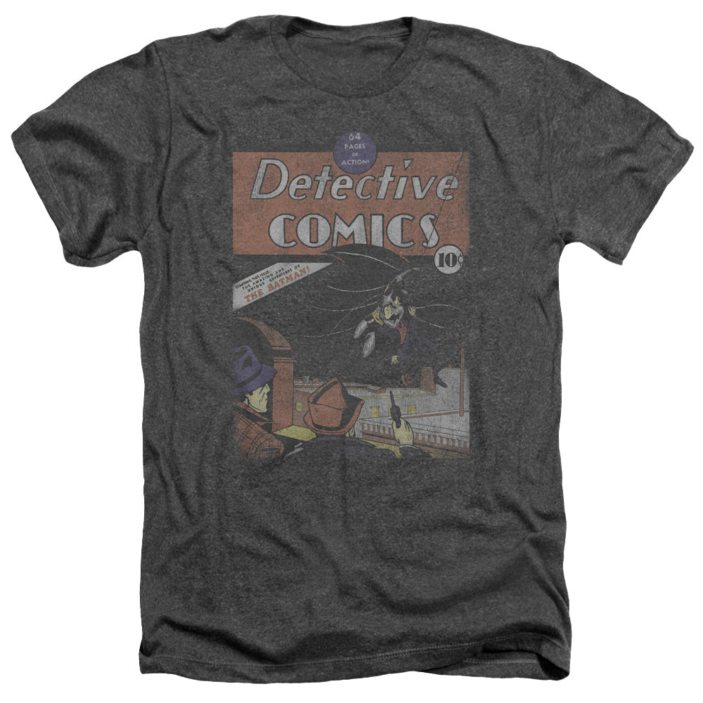 AN OFFCIALLY LICENSED DC DETECTIVE #27 DISTRESSED MEN'S HEATHER T-SHIRT CHARCOAL