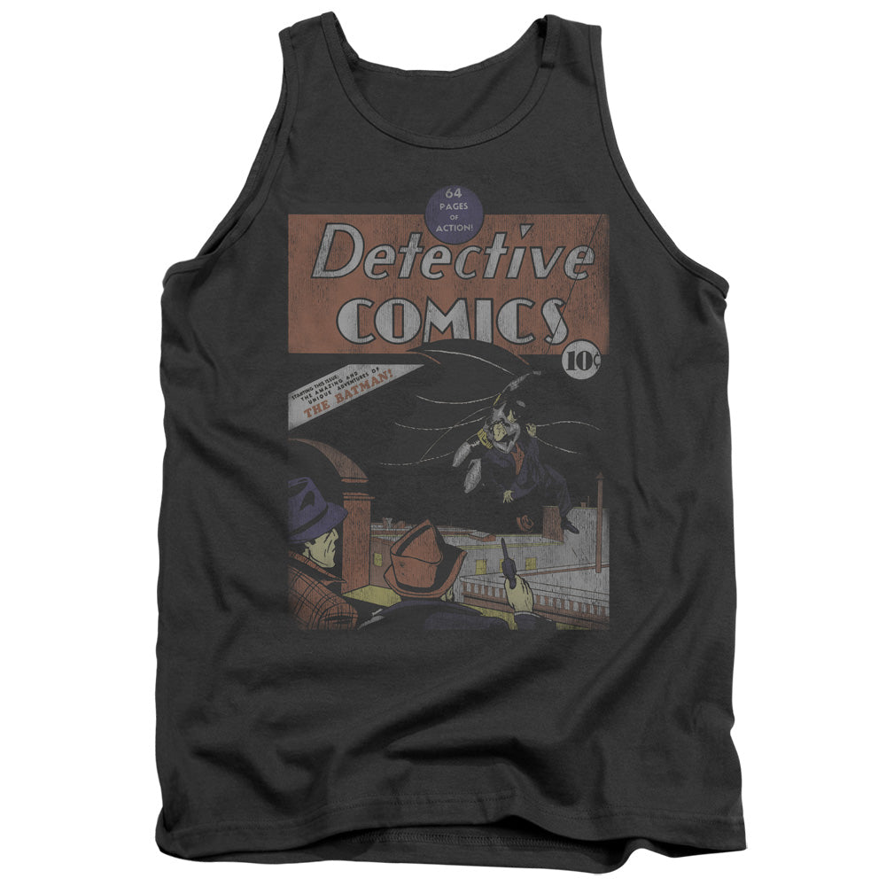 AN OFFCIALLY LICENSED DC DETECTIVE #27 DISTRESSED ADULT UNISEX TANK TOP CHARCOAL