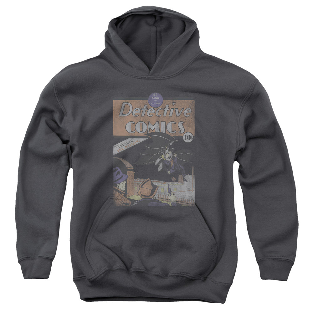 AN OFFCIALLY LICENSED DC DETECTIVE #27 DISTRESSED YOUTH HOODIE CHARCOAL