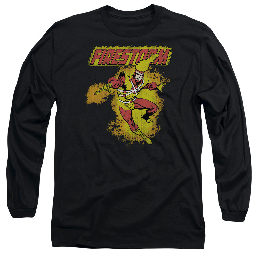 AN OFFCIALLY LICENSED DC FIRESTORM MEN'S LONG SLEEVE T-SHIRT BLACK