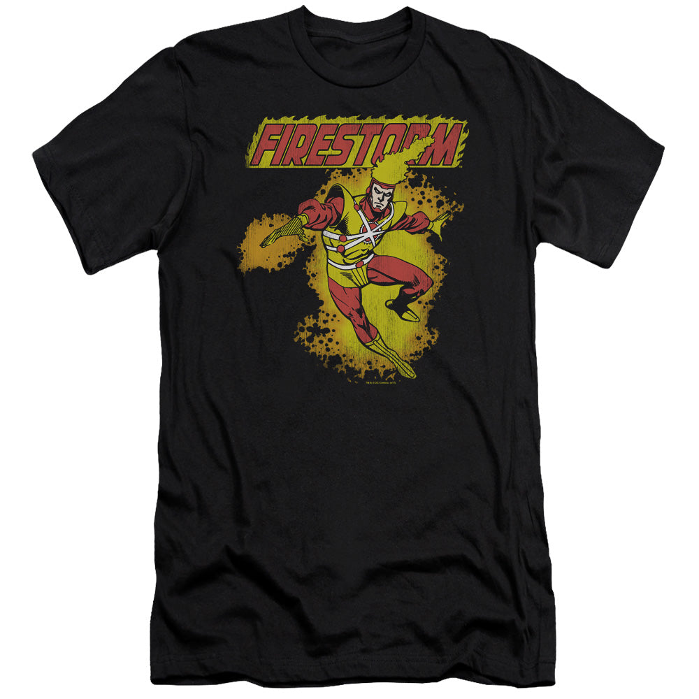 AN OFFCIALLY LICENSED DC FIRESTORM MEN'S PREMIUM SLIM FIT T-SHIRT BLACK