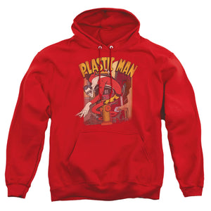 AN OFFCIALLY LICENSED DC PLASTIC MAN STREET ADULT UNISEX PULLOVER HOODIE RED