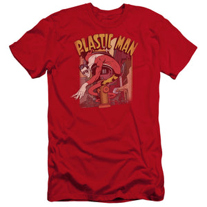 AN OFFCIALLY LICENSED DC PLASTIC MAN STREET MEN'S PREMIUM SLIM FIT T-SHIRT RED