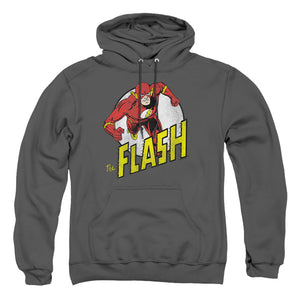 AN OFFCIALLY LICENSED DC FLASH RUN FLASH RUN ADULT UNISEX PULLOVER HOODIE CHARCOAL