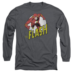 AN OFFCIALLY LICENSED DC FLASH RUN FLASH RUN MEN'S LONG SLEEVE T-SHIRT CHARCOAL
