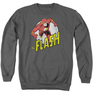 AN OFFCIALLY LICENSED DC FLASH RUN FLASH RUN ADULT UNISEX CREWNECK SWEATSHIRT CHARCOAL
