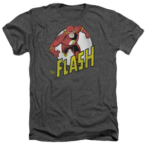 AN OFFCIALLY LICENSED DC FLASH RUN FLASH RUN MEN'S HEATHER T-SHIRT CHARCOAL