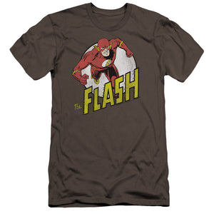 AN OFFCIALLY LICENSED DC FLASH RUN FLASH RUN MEN'S PREMIUM SLIM FIT T-SHIRT CHARCOAL