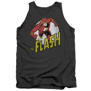 AN OFFCIALLY LICENSED DC FLASH RUN FLASH RUN ADULT UNISEX TANK TOP CHARCOAL