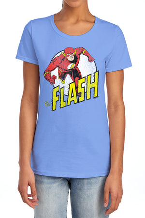 AN OFFCIALLY LICENSED DC FLASH RUN FLASH RUN WOMEN'S REGULAR FIT T-SHIRT CHARCOAL