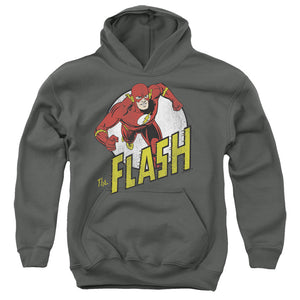 AN OFFCIALLY LICENSED DC FLASH RUN FLASH RUN YOUTH HOODIE CHARCOAL