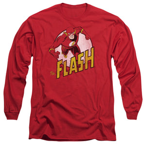 AN OFFCIALLY LICENSED DC FLASH THE FLASH MEN'S LONG SLEEVE T-SHIRT RED