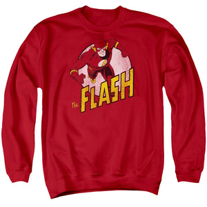 AN OFFCIALLY LICENSED DC FLASH THE FLASH ADULT UNISEX CREWNECK SWEATSHIRT RED